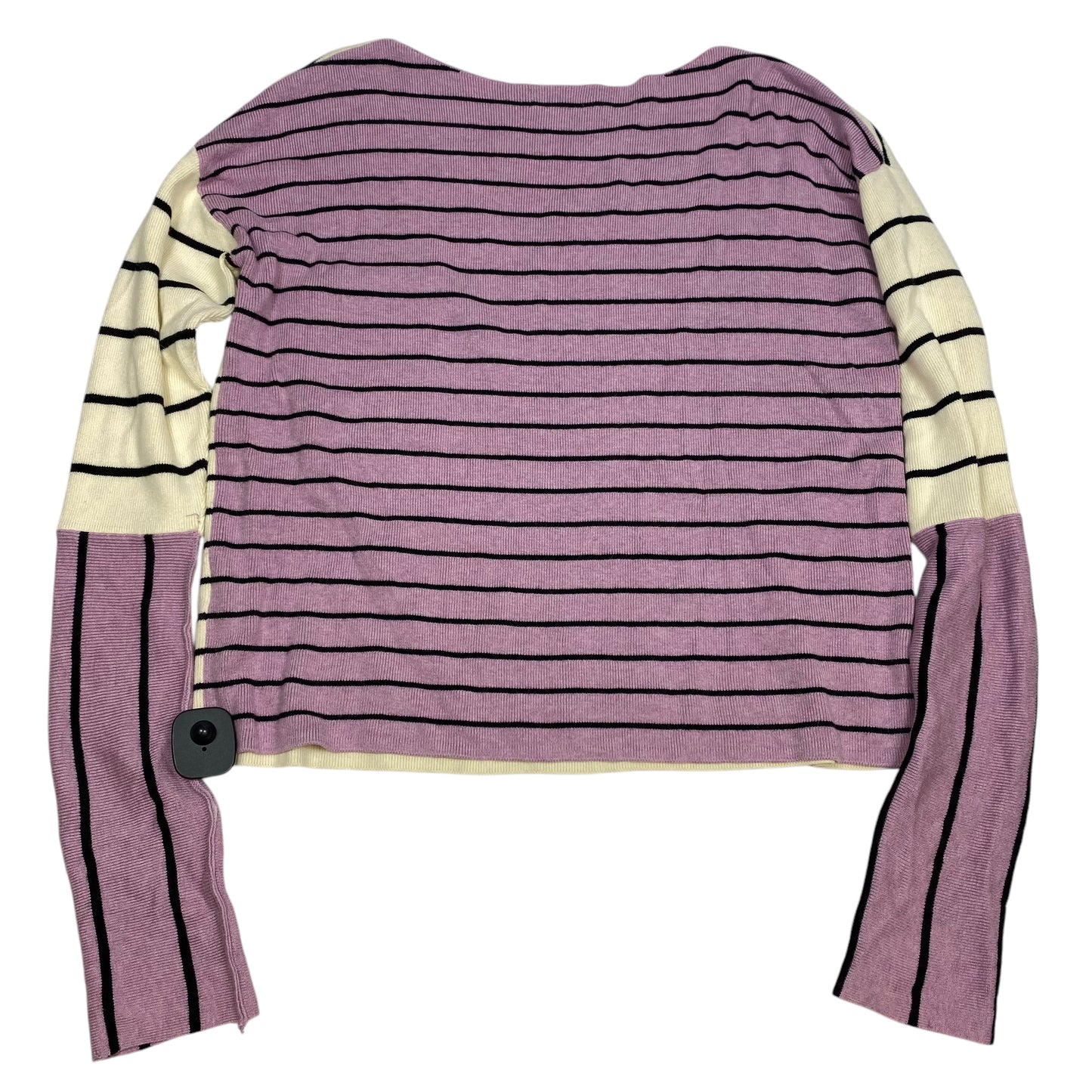 Sweater By Anthropologie In Cream & Purple, Size: M