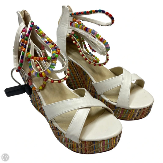 Sandals Heels Wedge By GetMoreBeauty In White, Size: 6.5