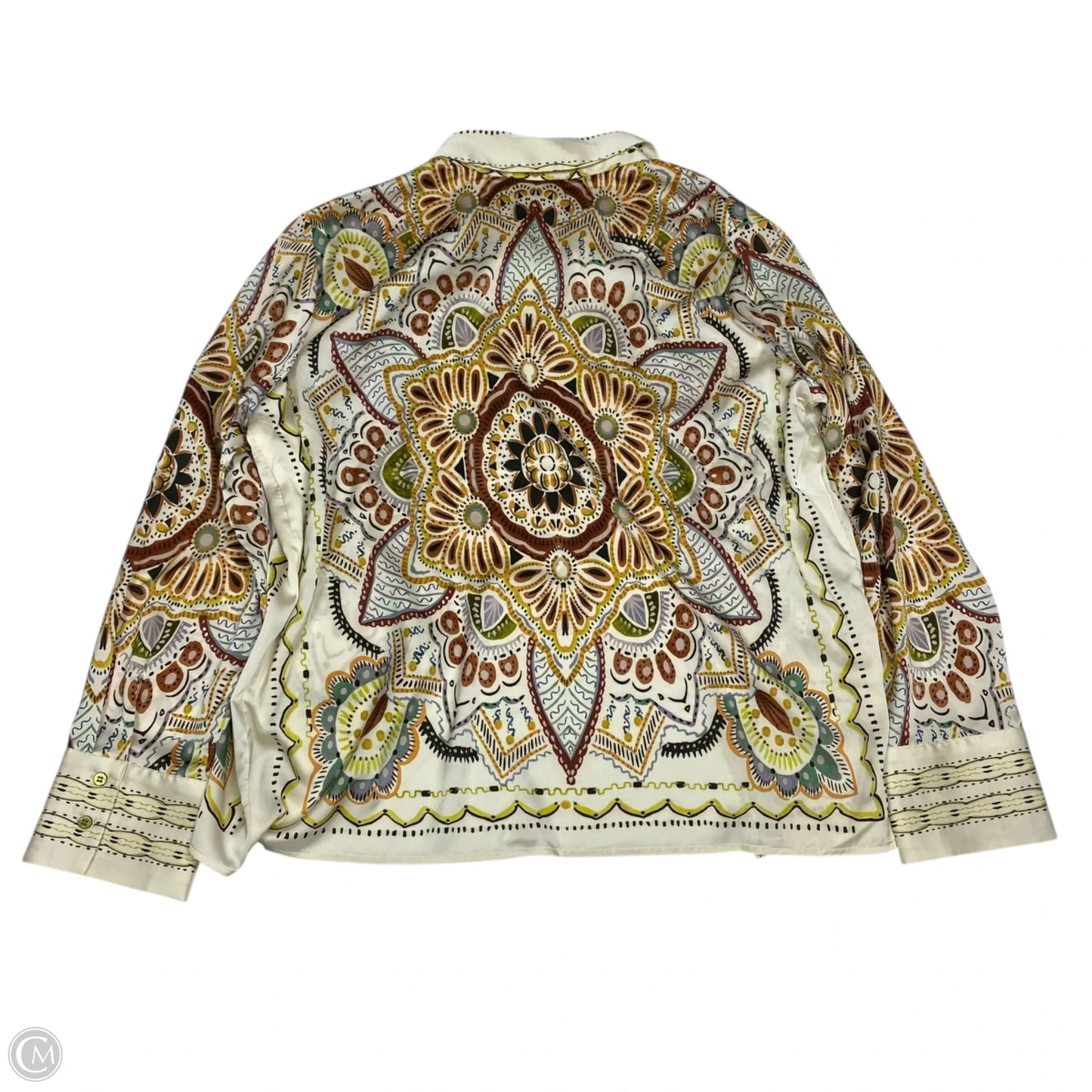 Top Long Sleeve By Rachel Zoe In Cream & Green, Size: L