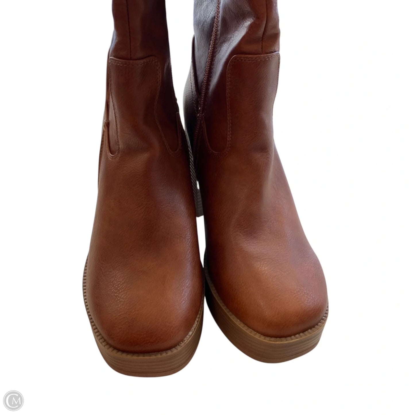 Boots Knee Heels By Yoki In Brown, Size: 9