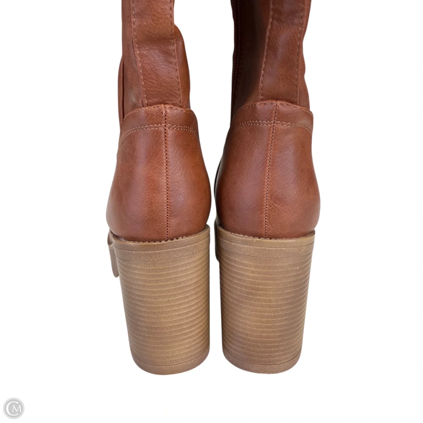 Boots Knee Heels By Yoki In Brown, Size: 9