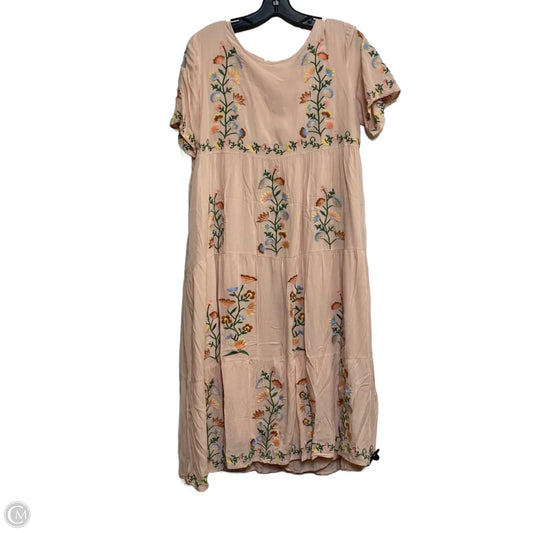 Dress Casual Midi By Orange Creek In Peach, Size: L
