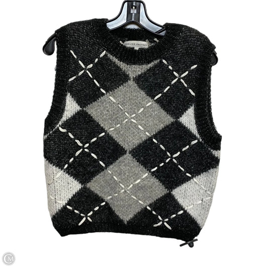 Vest Sweater By English Factory In Black & Grey, Size: S
