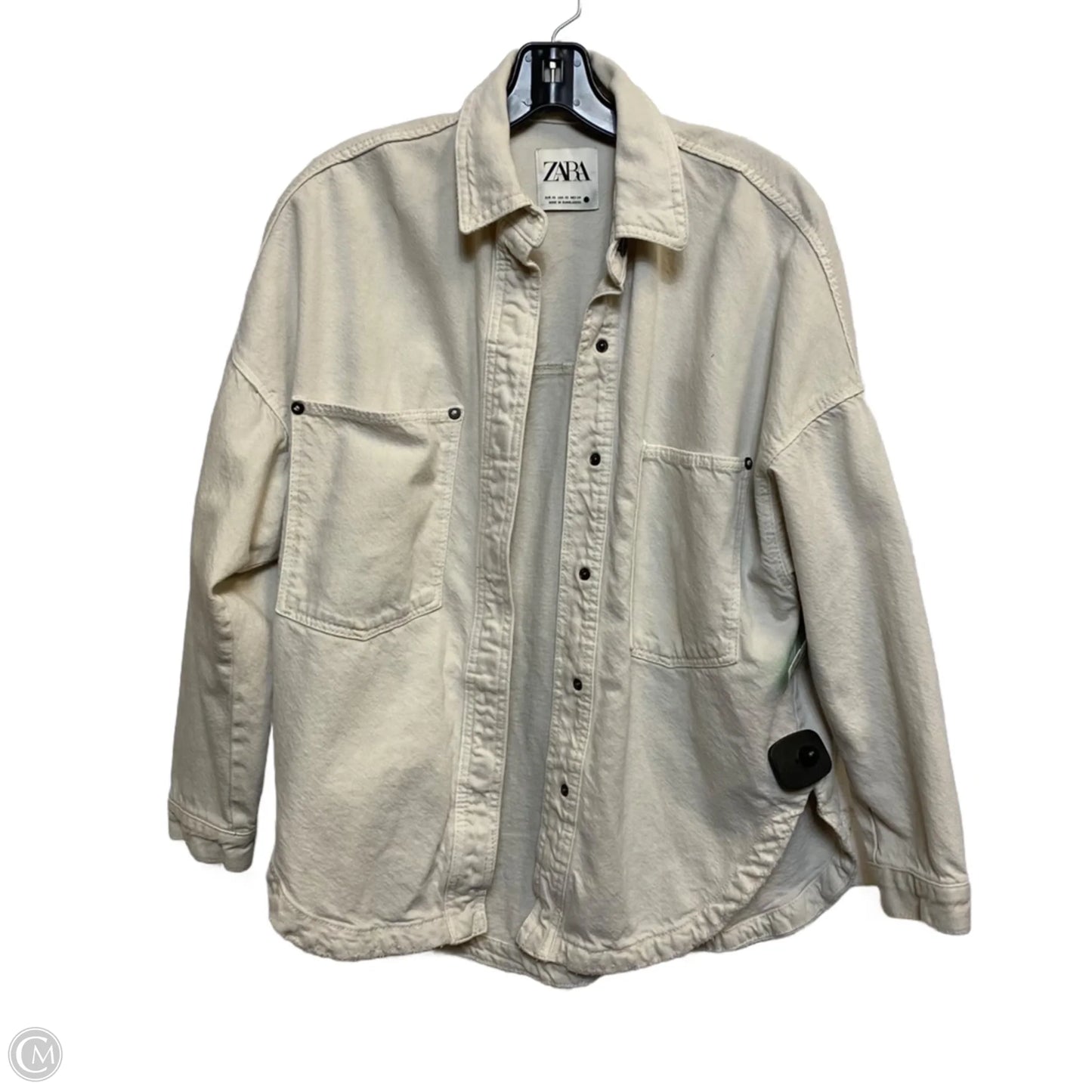 Jacket Shirt By Zara In Cream, Size: Xs
