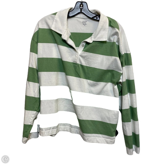 Top Long Sleeve By Crown And Ivy In Green & White, Size: Xl