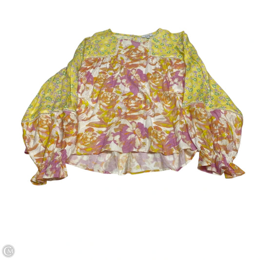 Top Long Sleeve By Fate In Orange & Yellow, Size: L