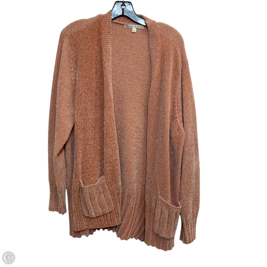 Sweater Cardigan By Seven 7 In Pink, Size: L