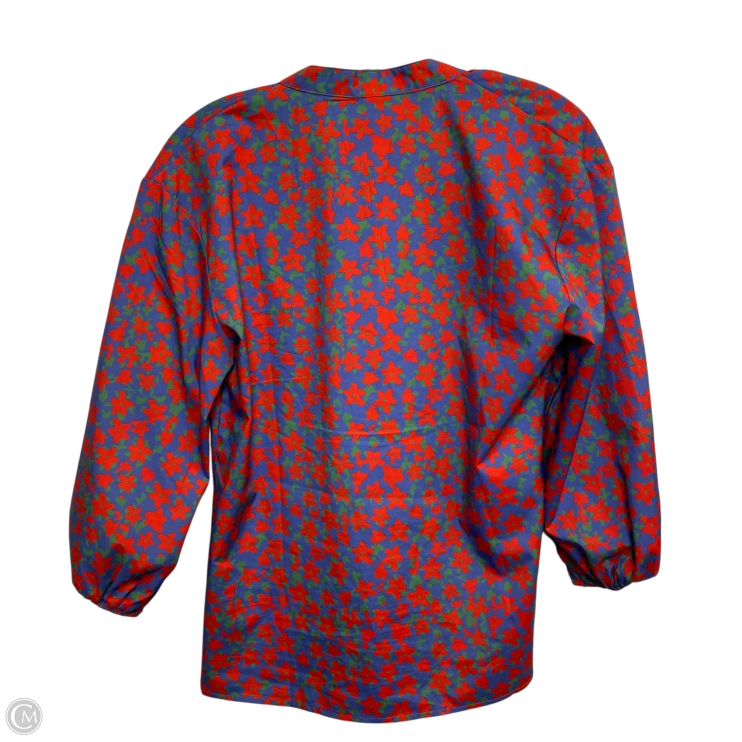Blouse 3/4 Sleeve By Cmf In Blue & Red, Size: S