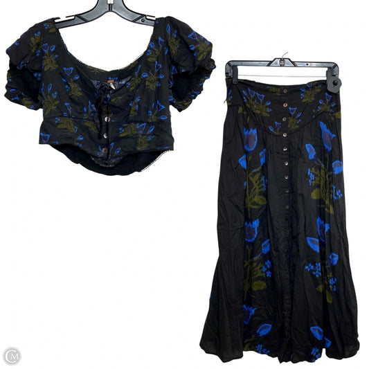 Skirt Set 2pc By Free People In Black & Blue, Size: S