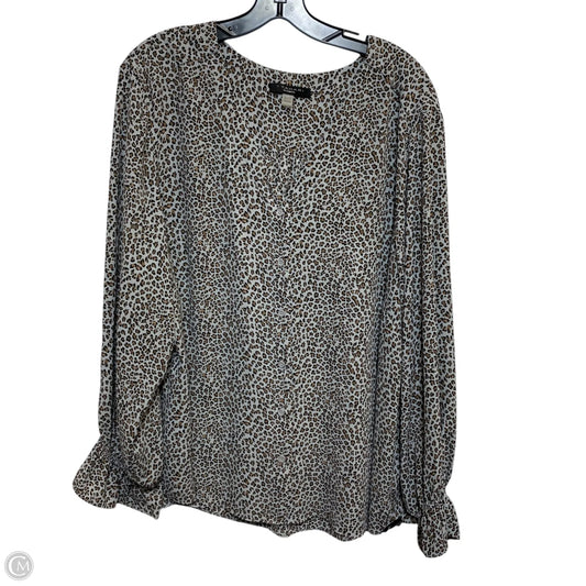 Blouse Long Sleeve By T Tahari In Brown & Grey, Size: 3x
