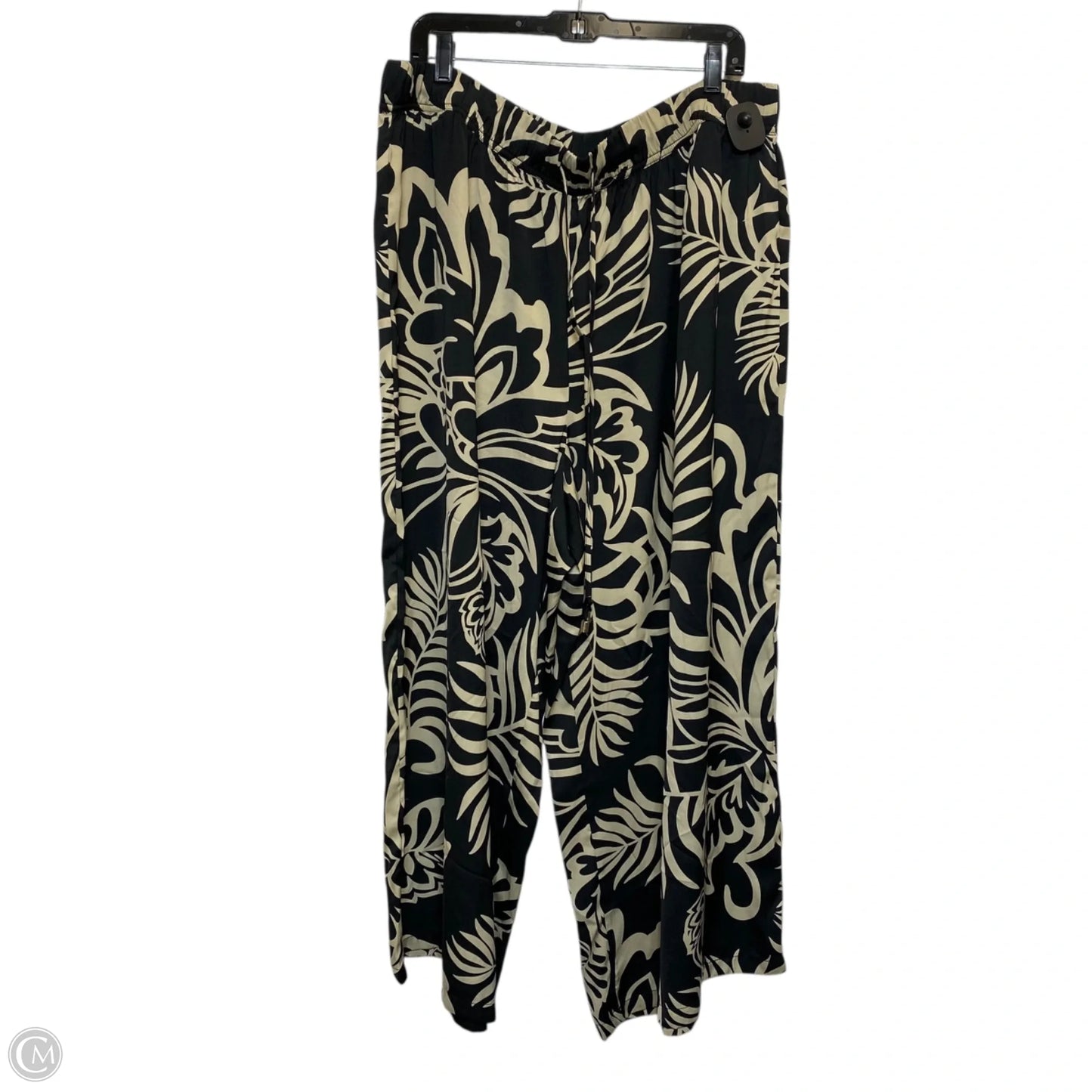 Pants Wide Leg By Adrianna Papell In Black & Cream, Size: 2x