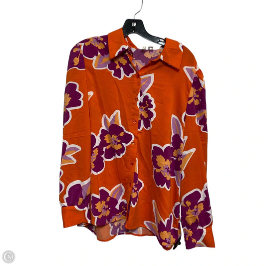Blouse Long Sleeve By Cato In Orange & Purple, Size: Xl