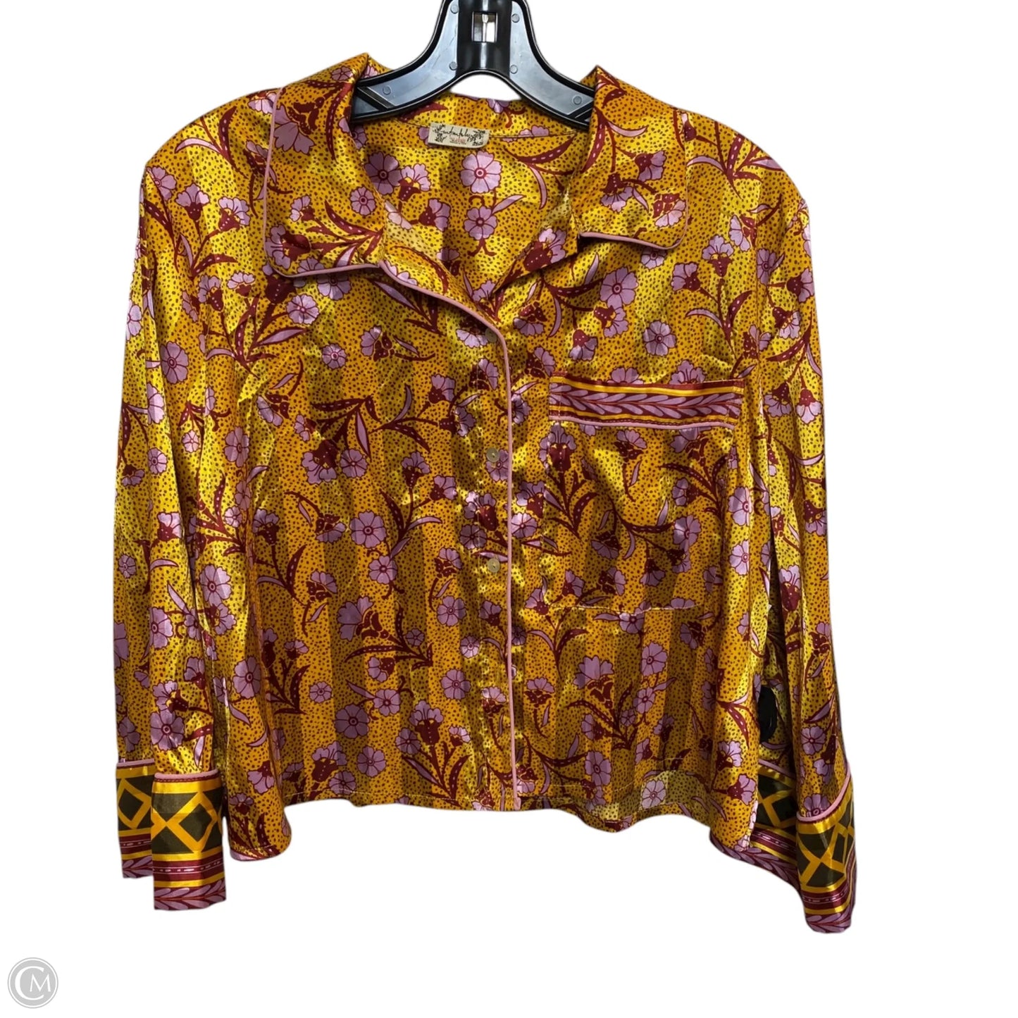 Blouse 3/4 Sleeve By Free People In Orange & Purple, Size: L