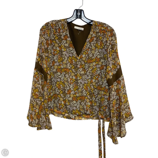 Blouse Long Sleeve By June & Hudson In Brown & Yellow, Size: M
