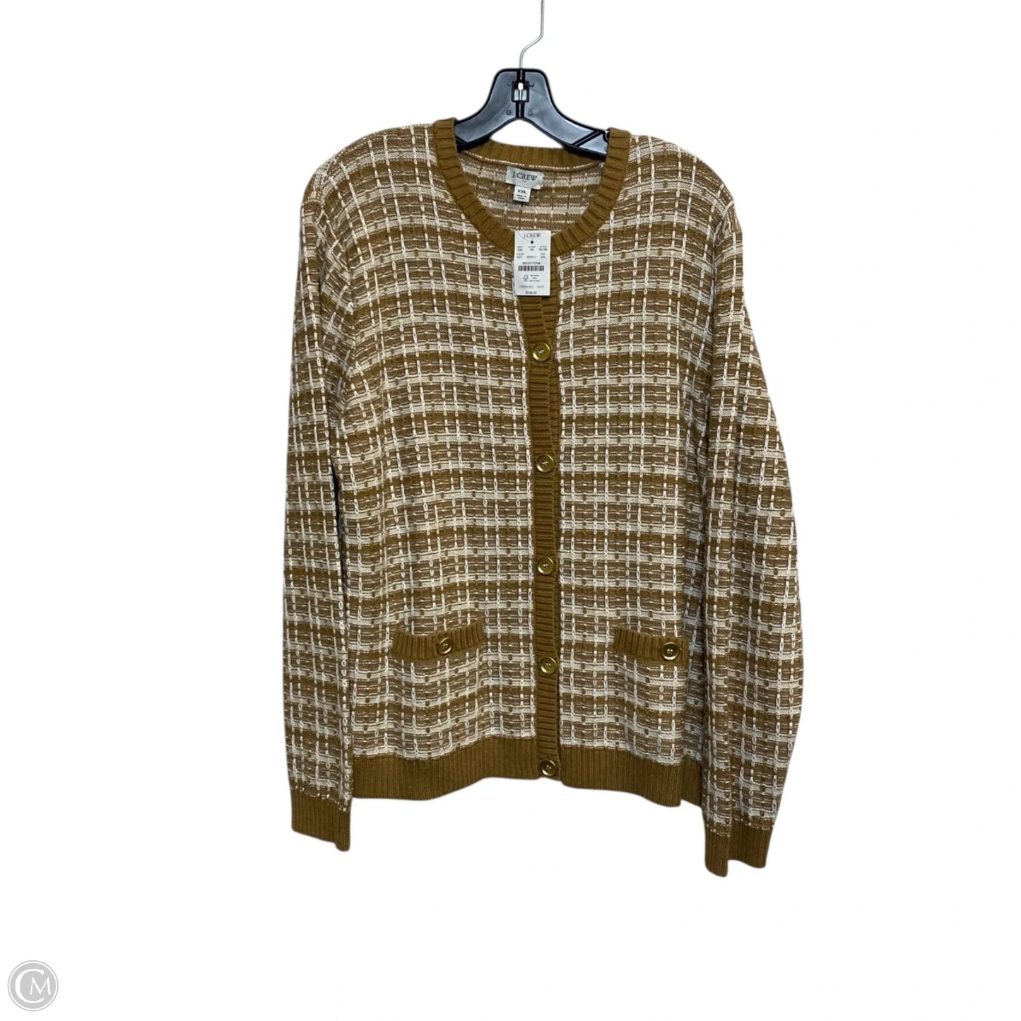 Sweater Cardigan By J. Crew In Brown & Cream, Size: Xxl