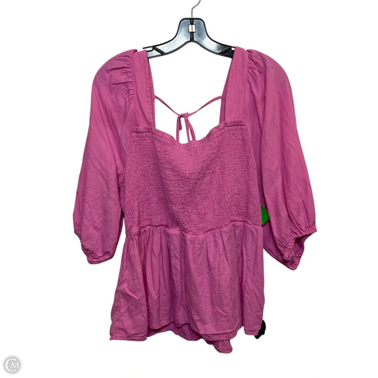 Top 3/4 Sleeve By Ava & Viv In Pink, Size: 2x