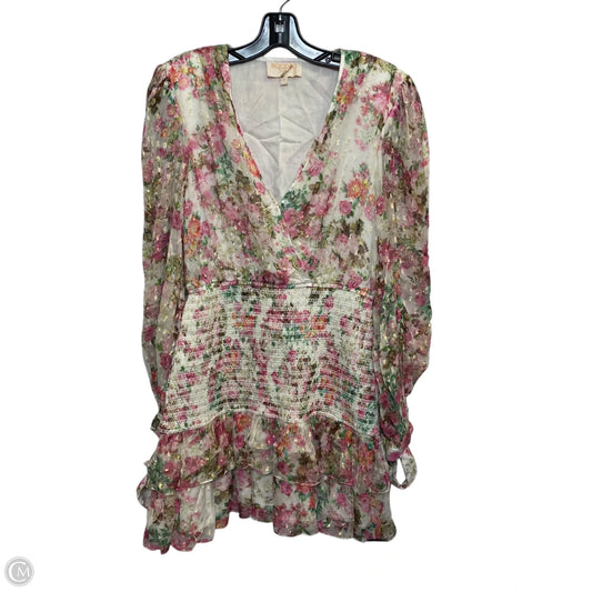 Dress Casual Short By Rococo Sand In Green & Pink, Size: M