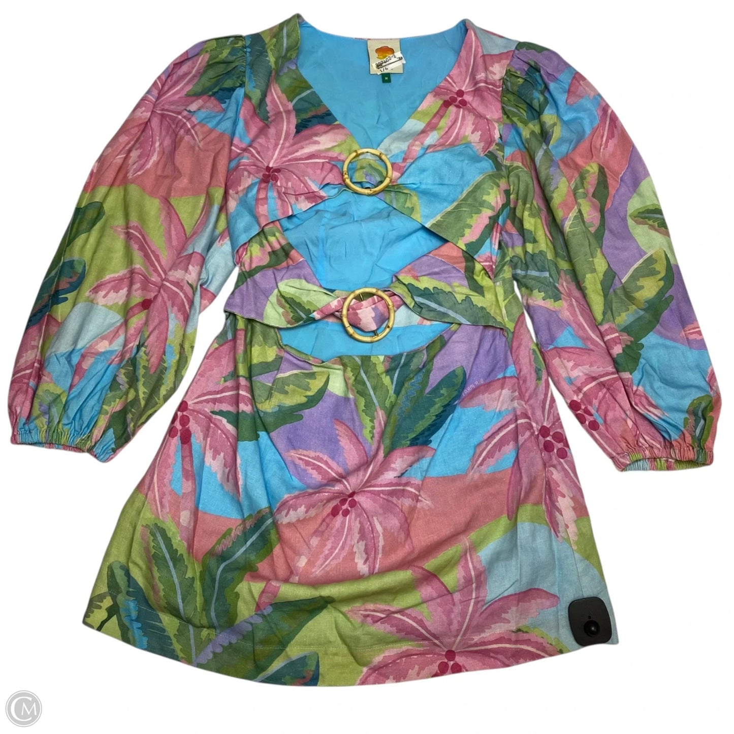 Dress Designer By Farm Rio In Blue & Pink, Size: M