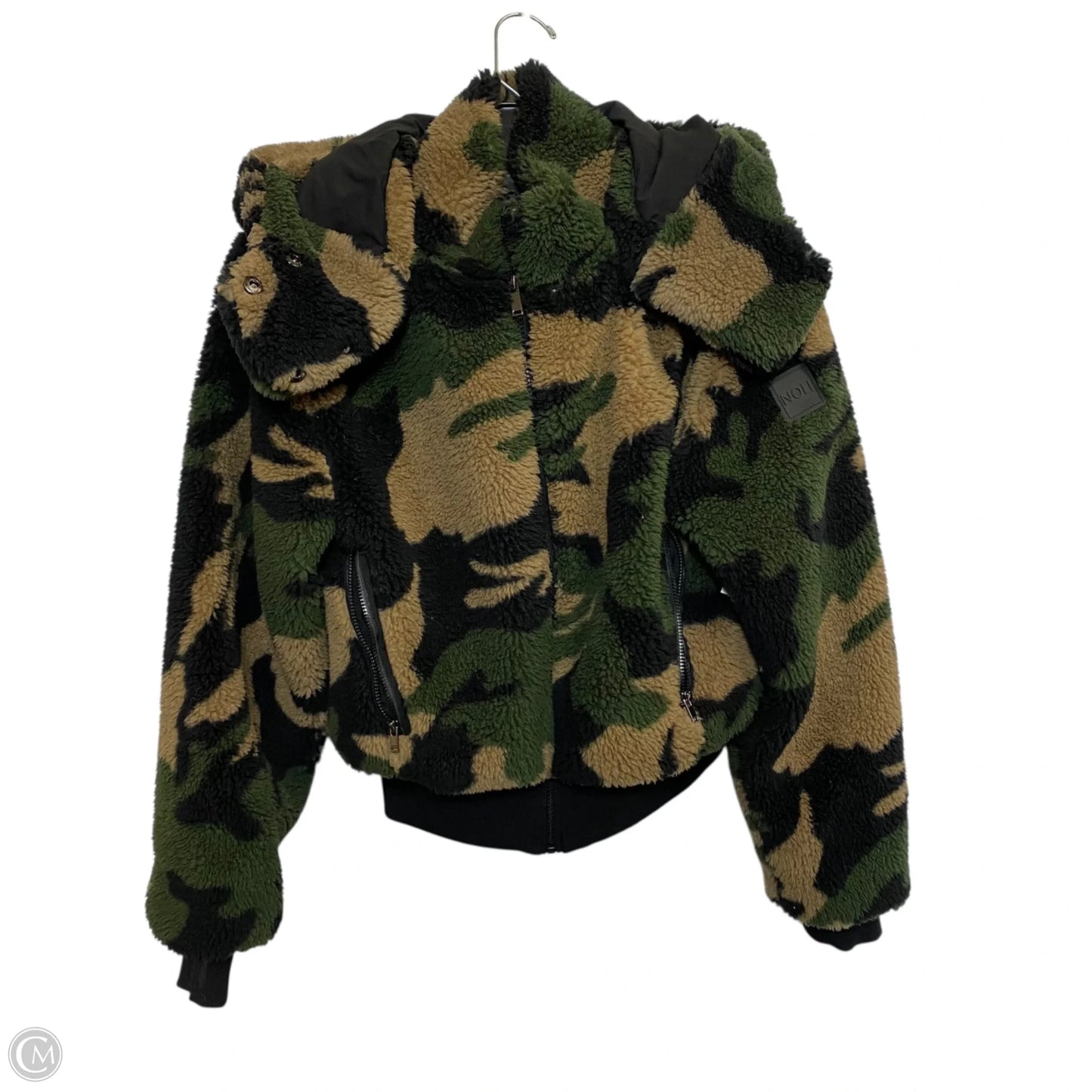 Jacket Faux Fur & Sherpa By Noli In Black & Green, Size: S