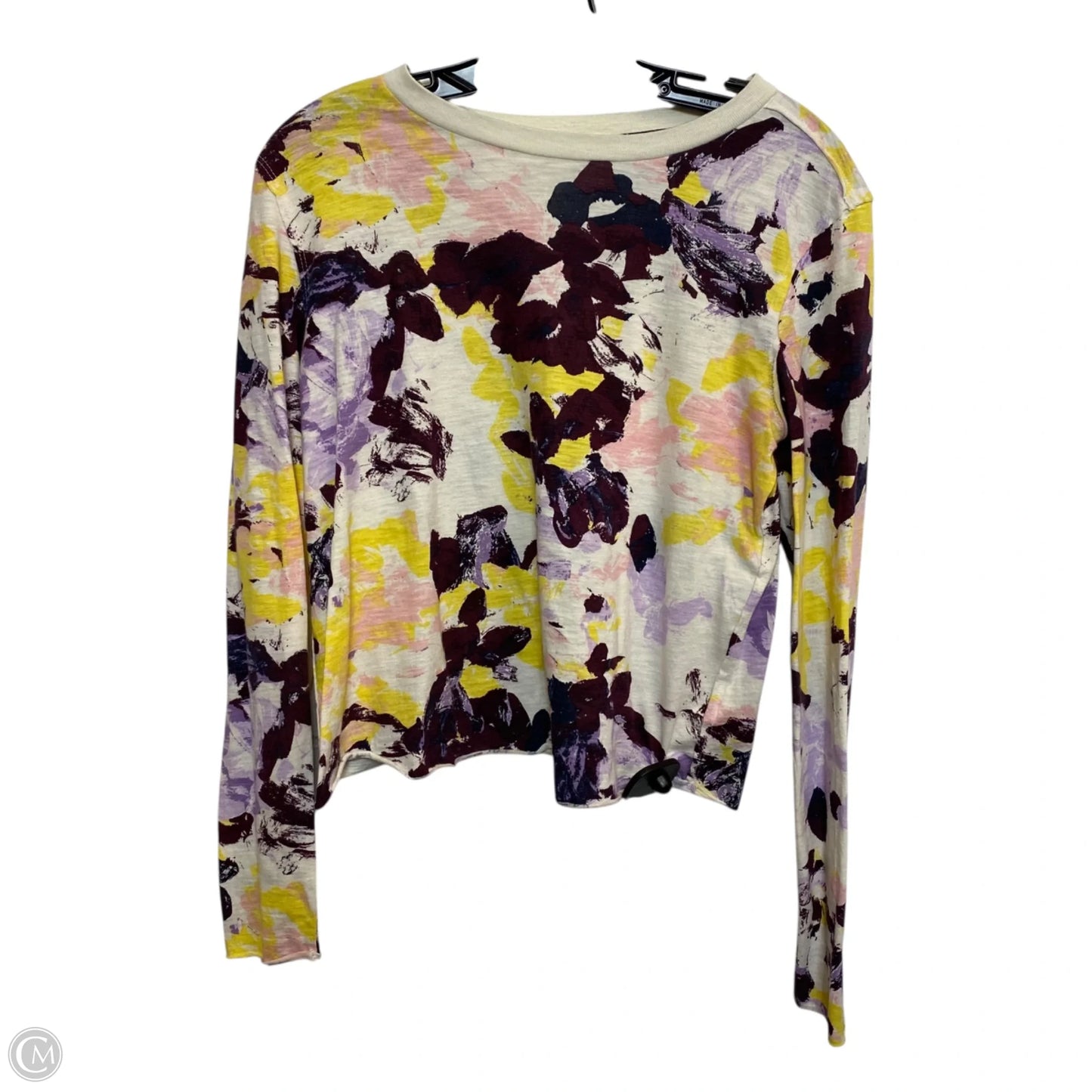 Top Long Sleeve By Anthropologie In Cream & Purple, Size: Xs