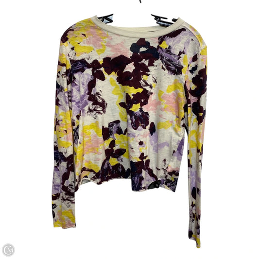 Top Long Sleeve By Anthropologie In Cream & Purple, Size: Xs