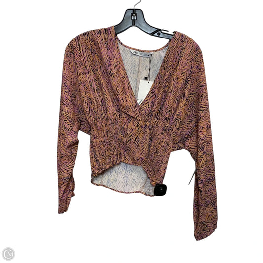Top Long Sleeve By Zara In Orange & Pink, Size: S