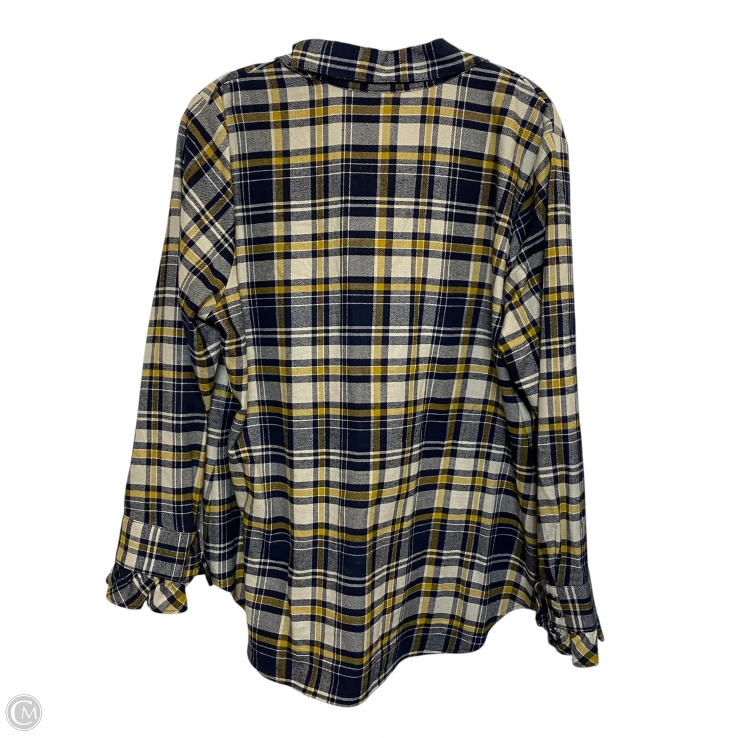 Top Long Sleeve By Cabi In Blue & Yellow, Size: L