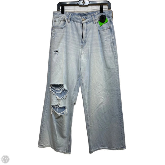 Jeans Wide Leg By American Eagle In Blue Denim, Size: 8l