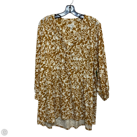 Top 3/4 Sleeve By Wonderly In Brown & White, Size: 2x