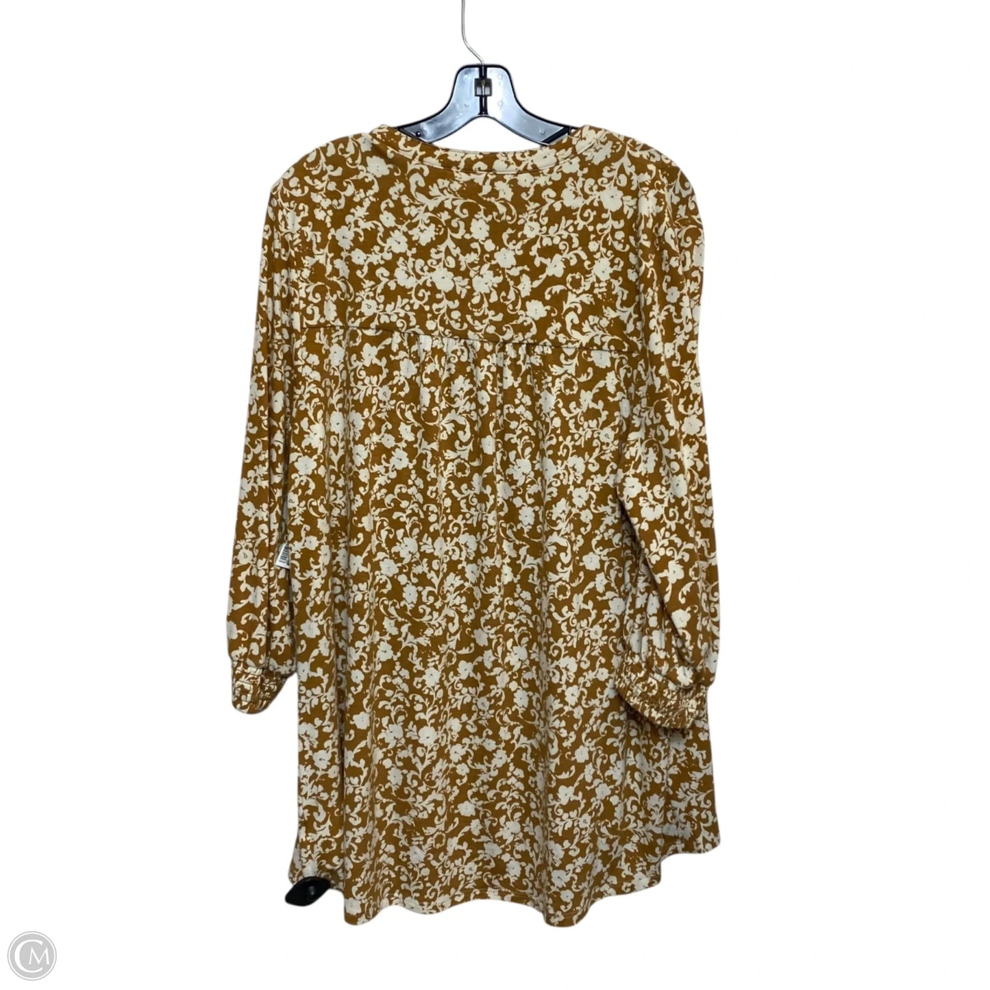 Top 3/4 Sleeve By Wonderly In Brown & White, Size: 2x