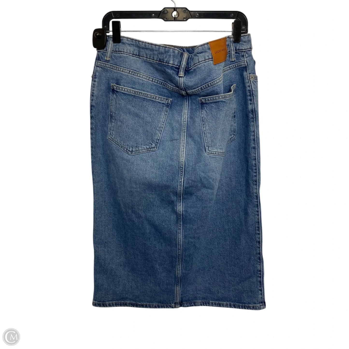 Skirt Midi By Lucky Brand In Blue Denim, Size: L