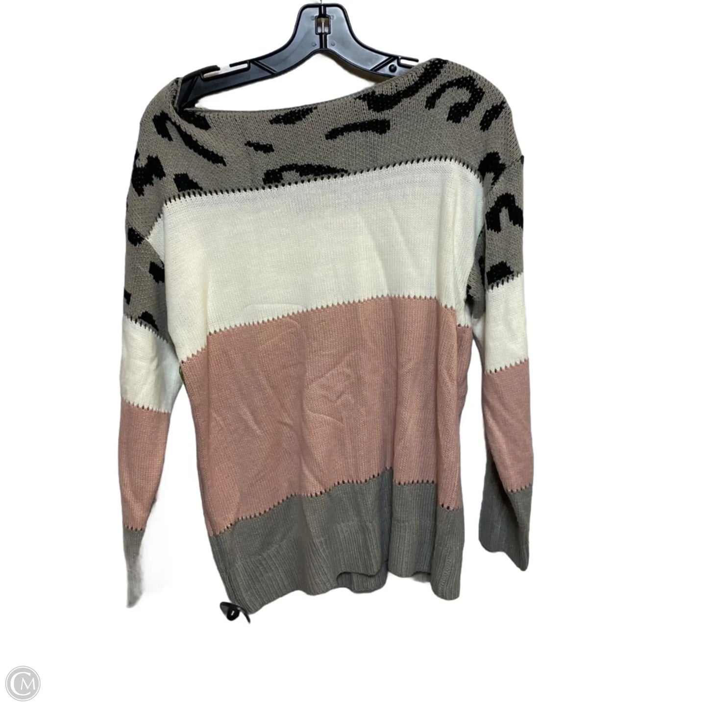 Sweater By Cmf In Grey & Pink, Size: L