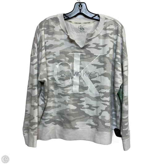 Athletic Top Long Sleeve Crewneck By Calvin Klein In Grey, Size: Xxl