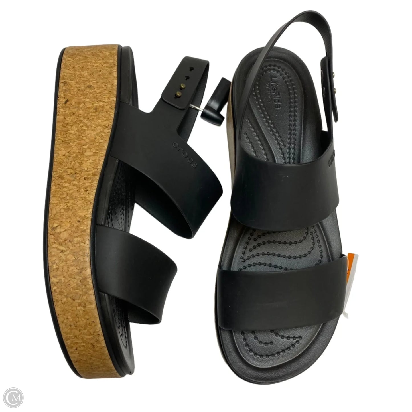 Sandals Heels Platform By Crocs In Black, Size: 9