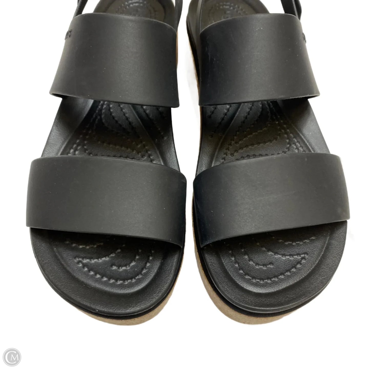 Sandals Heels Platform By Crocs In Black, Size: 9