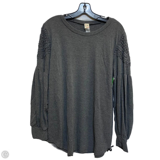 Top Long Sleeve By 7th Ray In Grey, Size: 1x