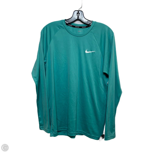 Athletic Top Long Sleeve Crewneck By Nike In Teal, Size: M