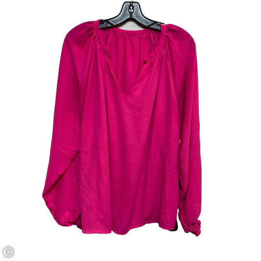 Blouse Long Sleeve By Cmf In Pink, Size: Xl