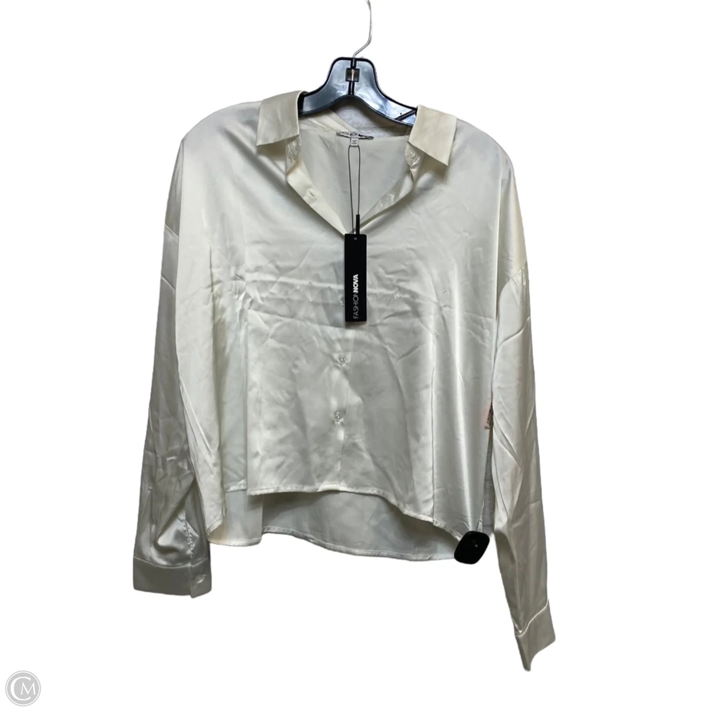 Blouse Long Sleeve By Fashion Nova In White, Size: L