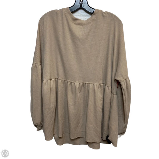 Top Long Sleeve By Arula In Tan, Size: Xl