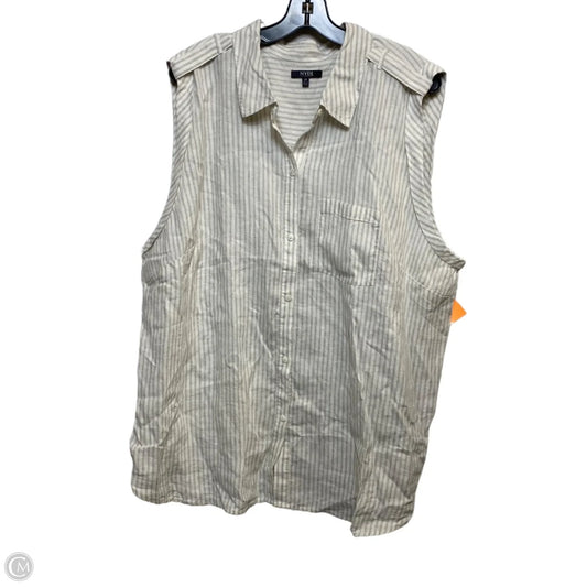 Top Sleeveless By Nydj In Grey & White, Size: 2x