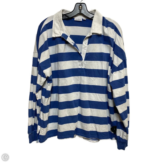 Top Long Sleeve By Love Sick In Blue & White, Size: 1x