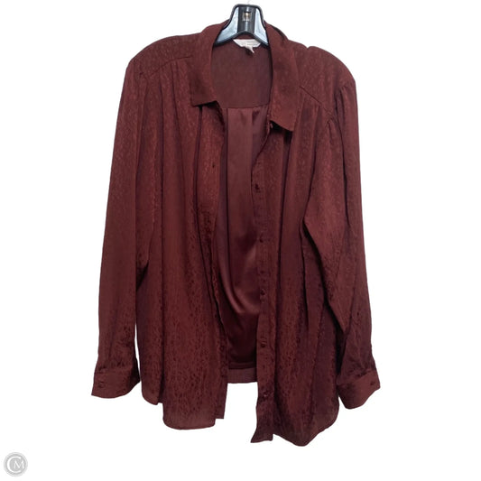 Top Long Sleeve By Lc Lauren Conrad In Red, Size: 2x