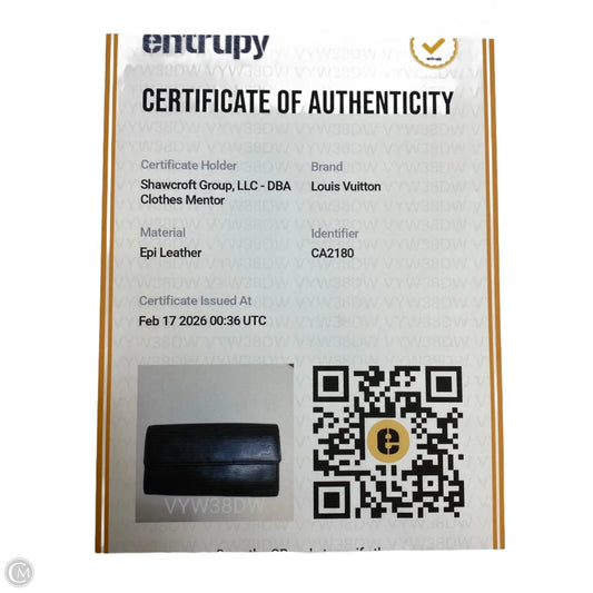 Wallet Luxury Designer By Louis Vuitton, Size: Medium