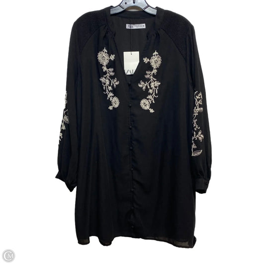 Top Long Sleeve By Zara In Black, Size: L