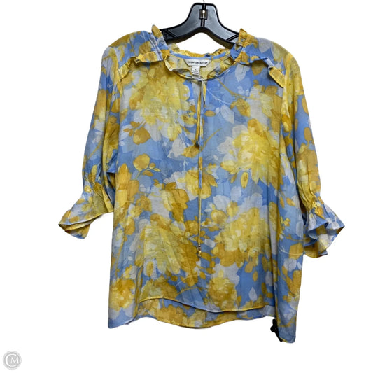 Top Long Sleeve By Counterparts In Blue & Yellow, Size: Xl