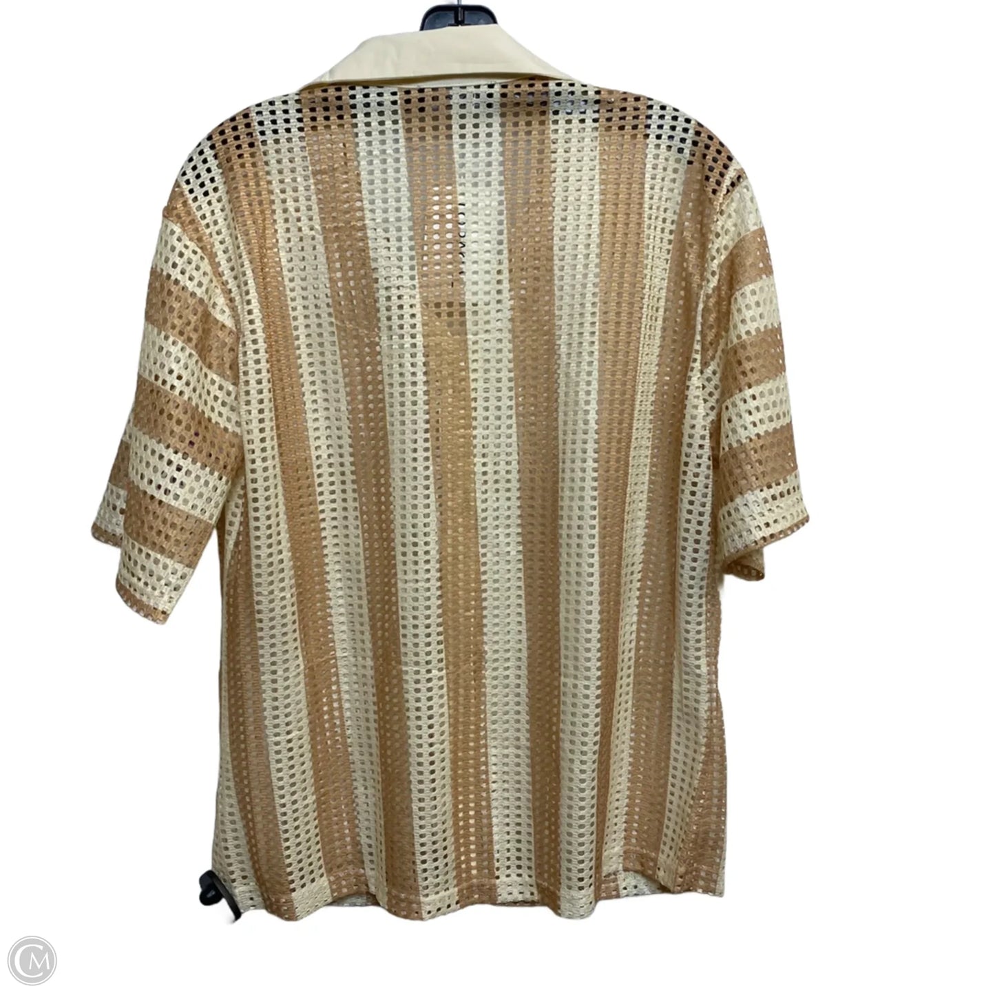 Top Short Sleeve By Loragal In Brown & Cream, Size: Xl