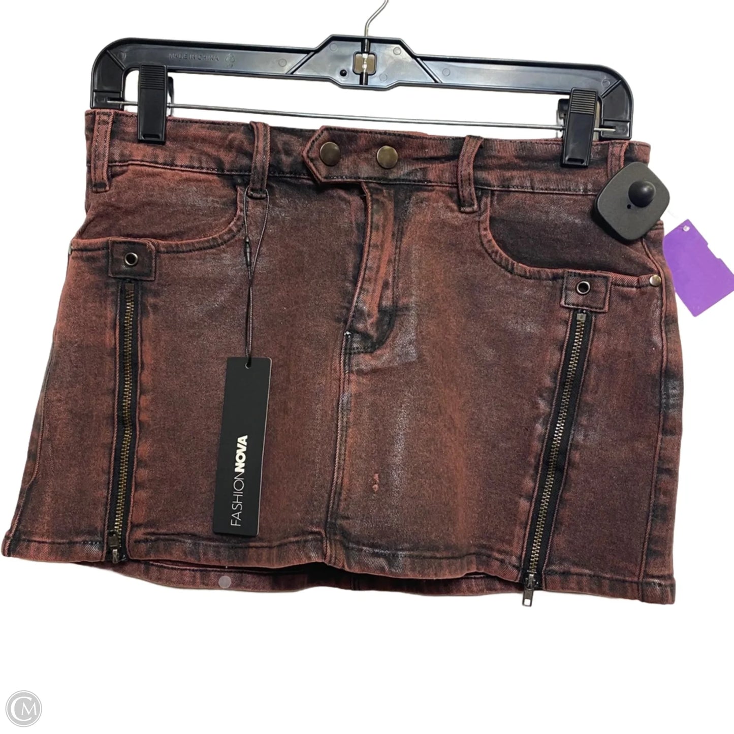 Skirt Mini & Short By Fashion Nova In Red Denim, Size: S