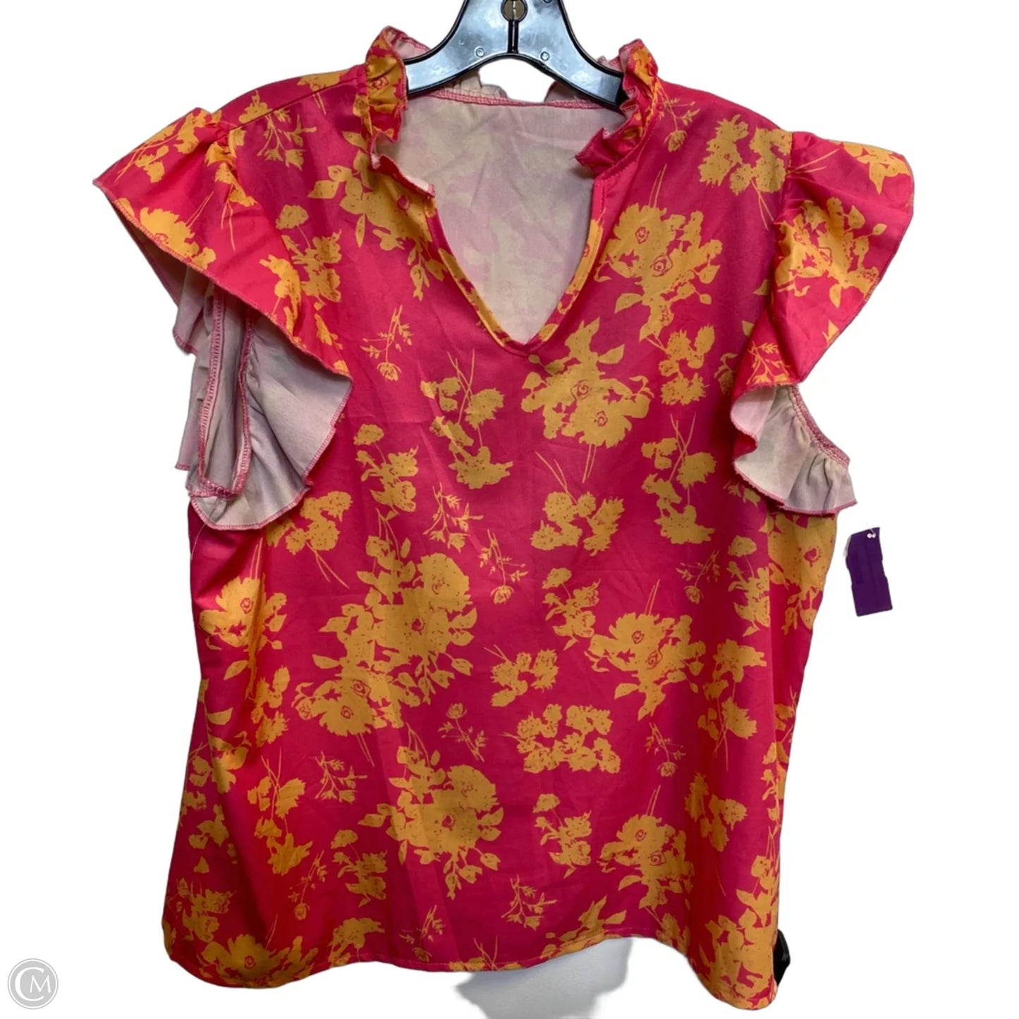 Top Sleeveless By Cmf In Orange & Pink, Size: L