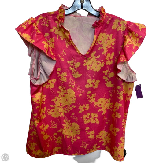Top Sleeveless By Cmf In Orange & Pink, Size: L